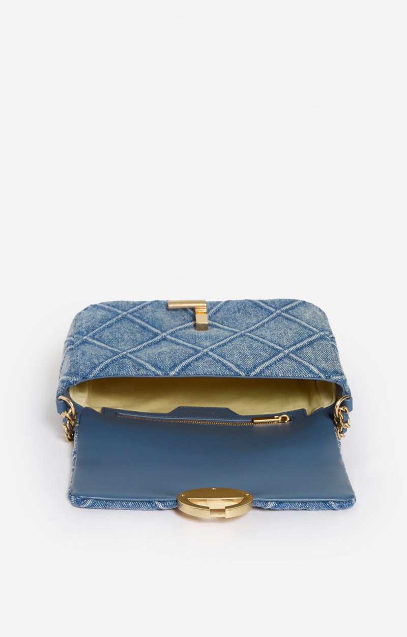 Medium Denim Moon Bag Quilted denim cotton BLUE Vanessa Bruno