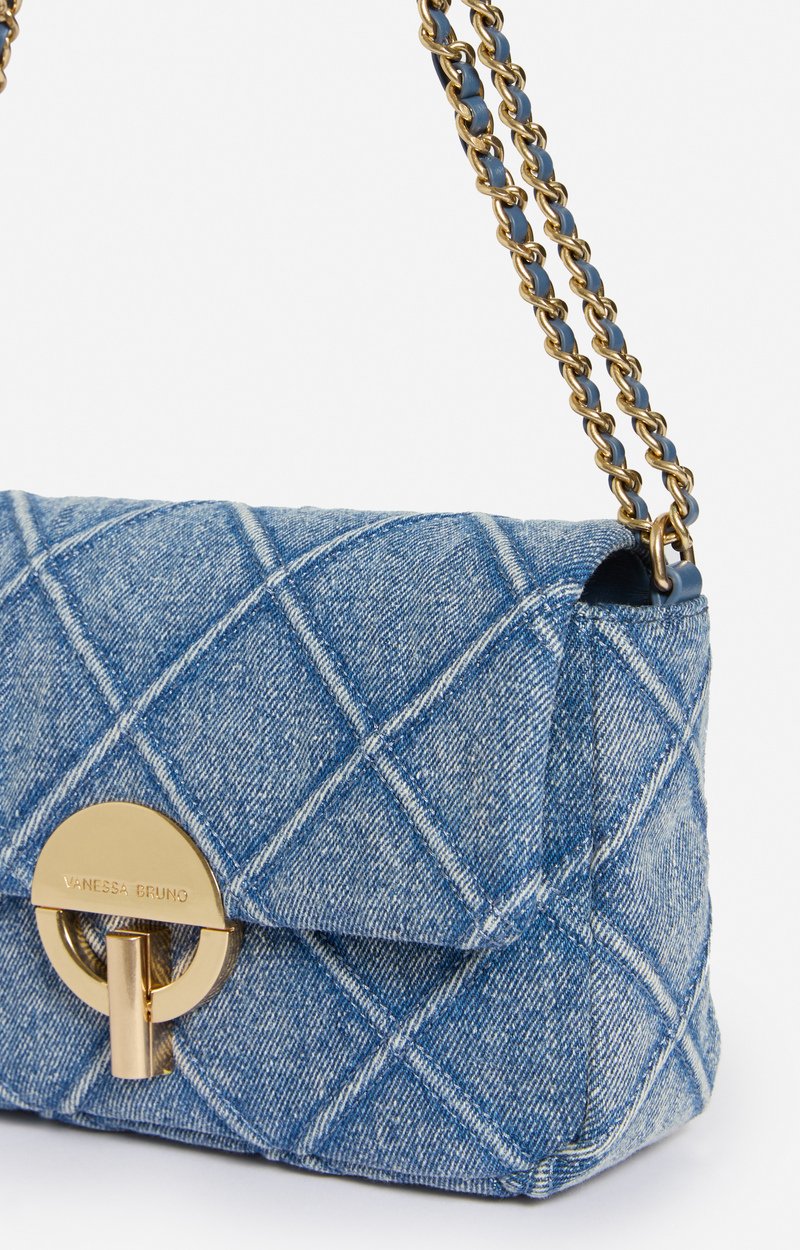 Medium Denim Moon Bag Quilted denim cotton BLUE Vanessa Bruno
