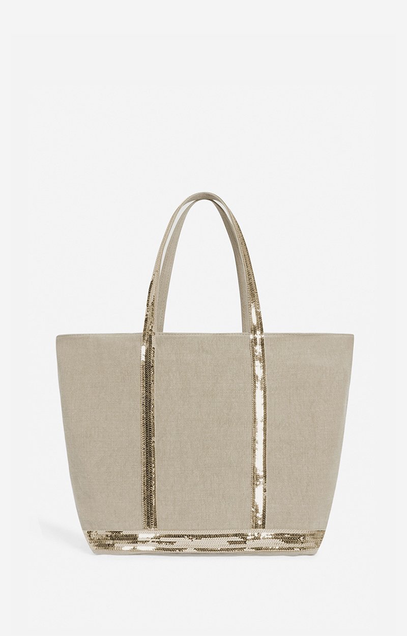 Linen M Zipped Cabas Tote, Shoulder carry, zip closure