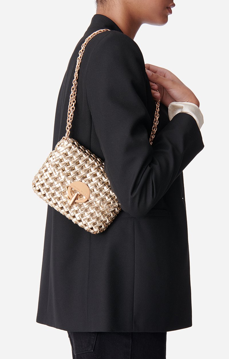 Medium Moon Bag in Braided Leather Openwork buffalo leather Golden Vanessa Bruno