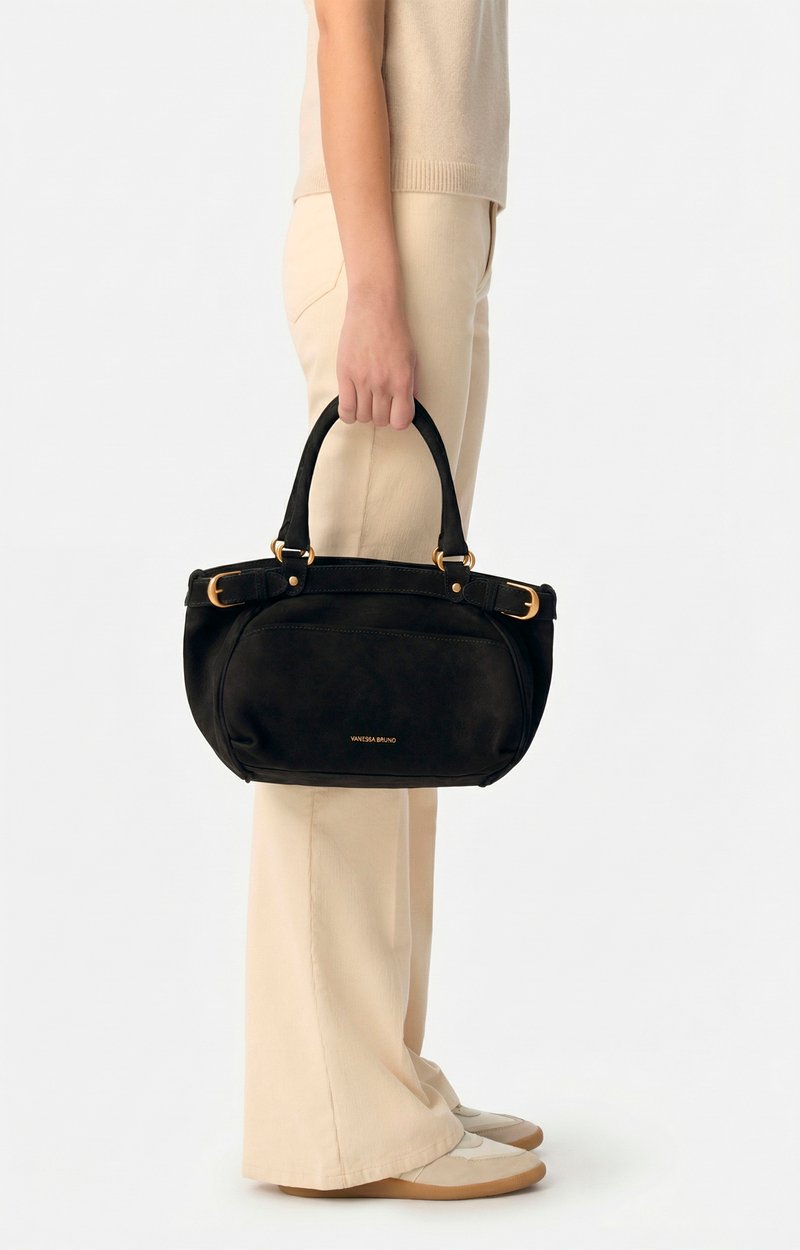 Small Nubuck Leather Lune Bag Lightly grained nubuck cowhide leather Black Vanessa Bruno