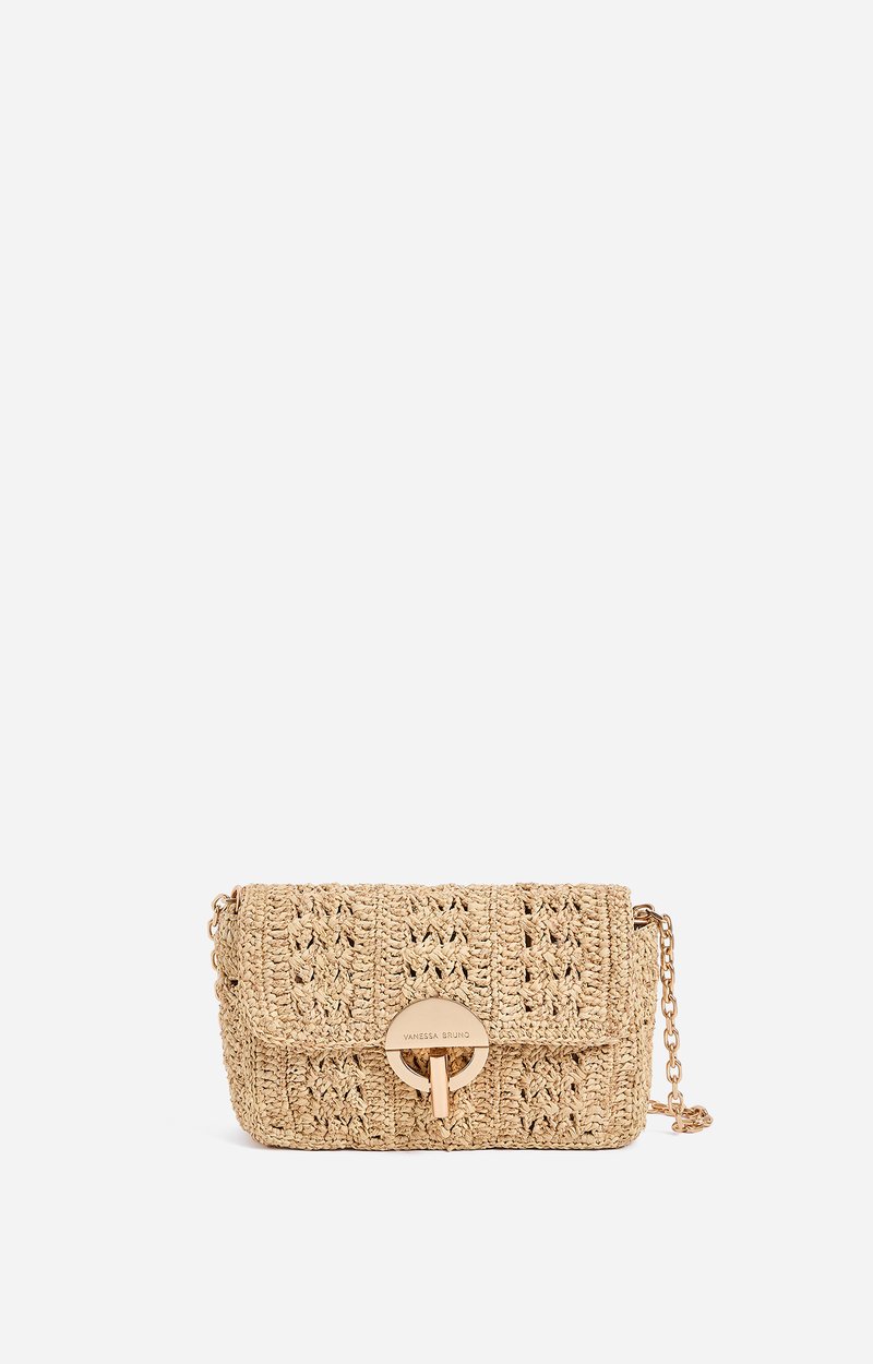 Small Raffia Lurex Moon Bag Made in Madagascar Copper Vanessa Bruno
