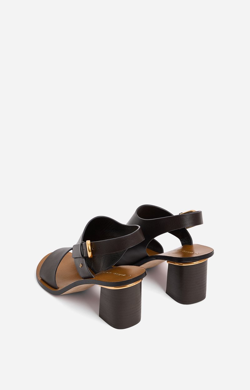 Leather Heeled Sandals Made from vegetable-tanned cowhide leather Ebony Vanessa Bruno