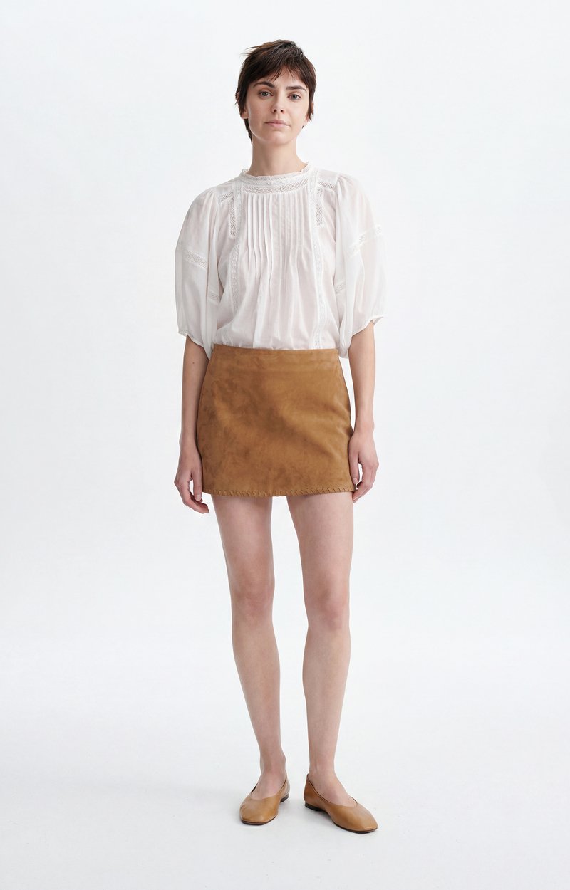 Tolmia Short Suede Skirt Suede, Fitted Cut Camel Vanessa Bruno