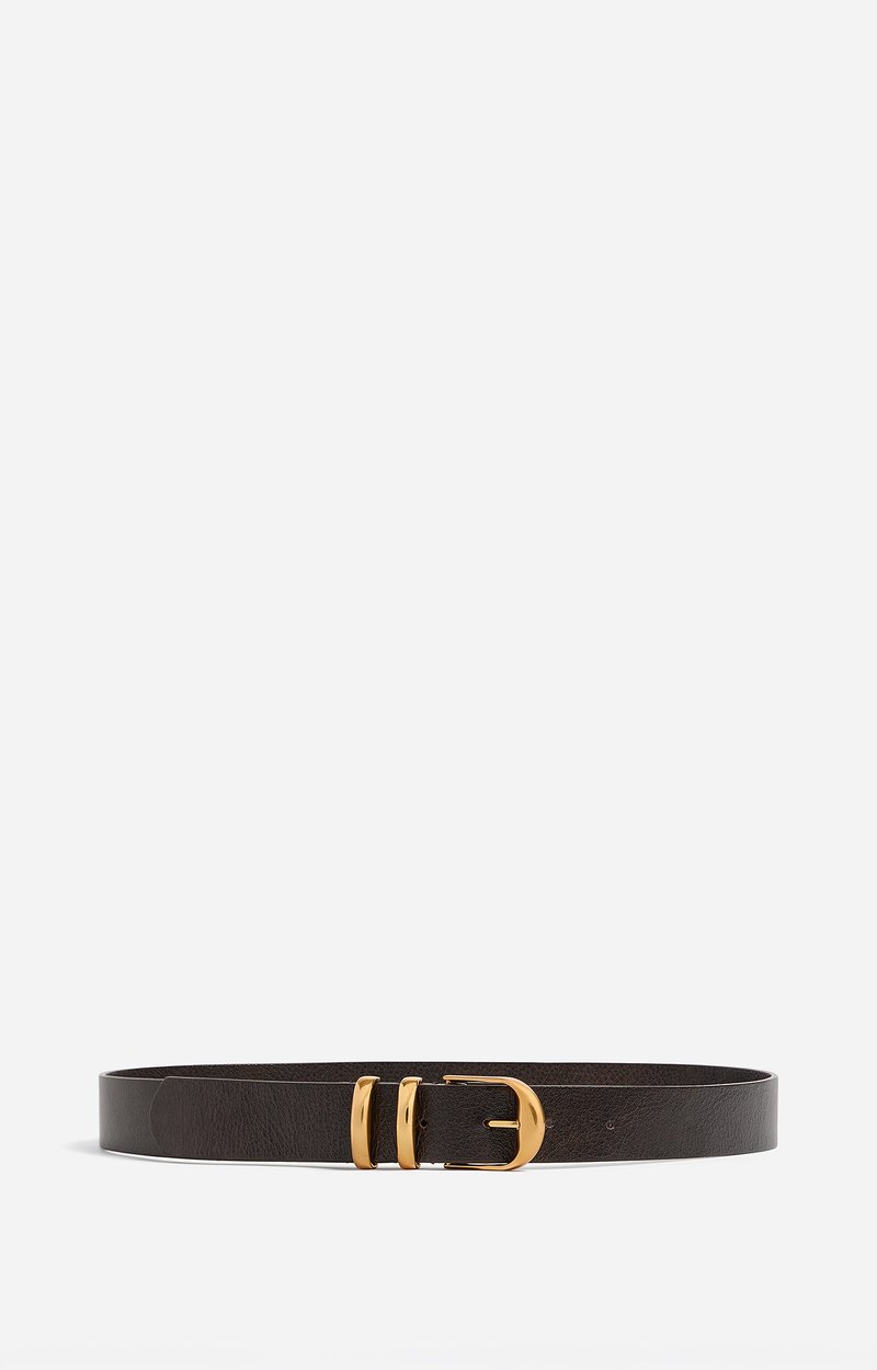 Brown Smooth Leather Belt 30Mm 30mm cowhide leather, patinated gold buckle CHOCOLATE Vanessa Bruno