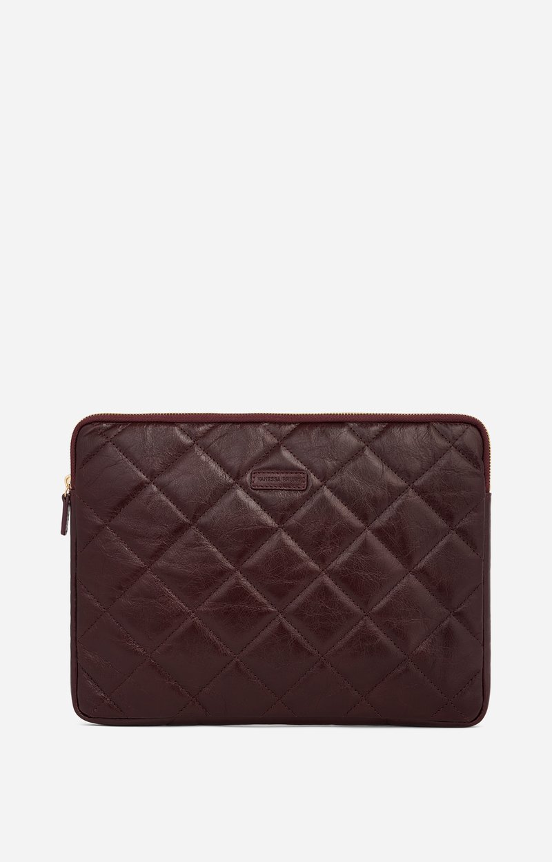 Leather Laptop Sleeve, Made in Italy, quilted leather, zippered