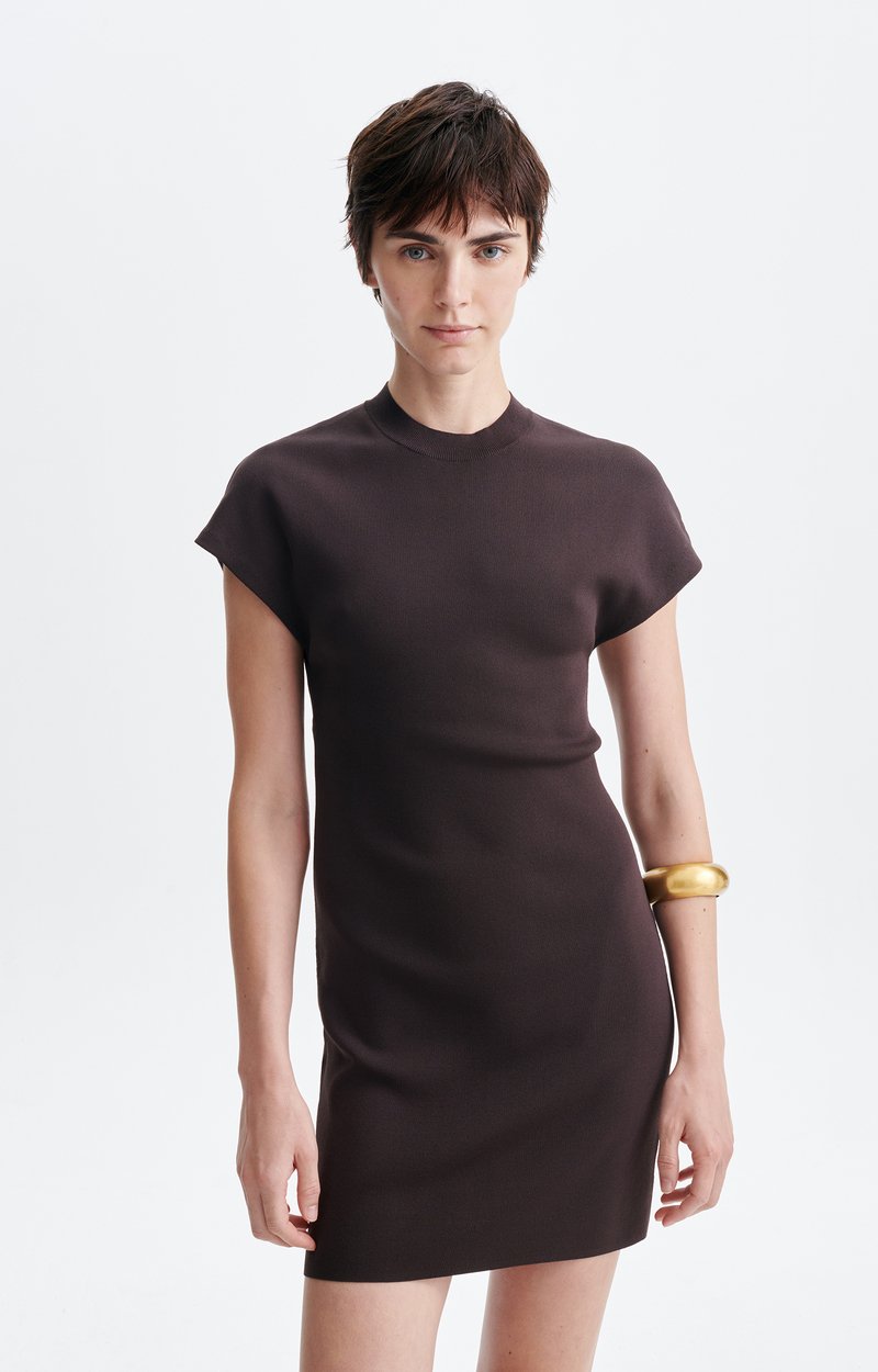 Hillary Short Dress Ribbed knit, fitted, short sleeves BROWN Vanessa Bruno
