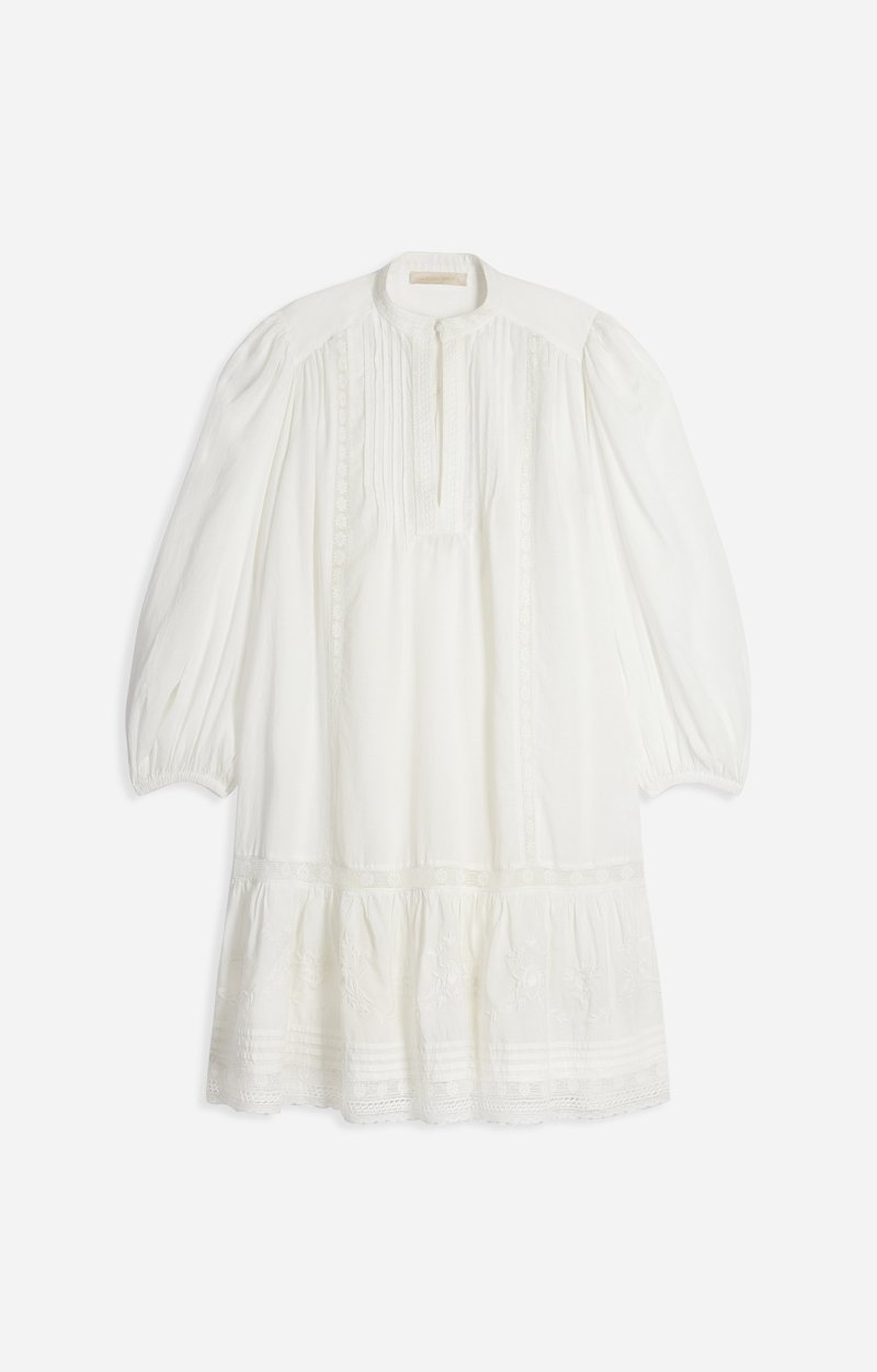 Haley Embroidered Dress Embroidered voile, lace, pintucks, white White Vanessa Bruno