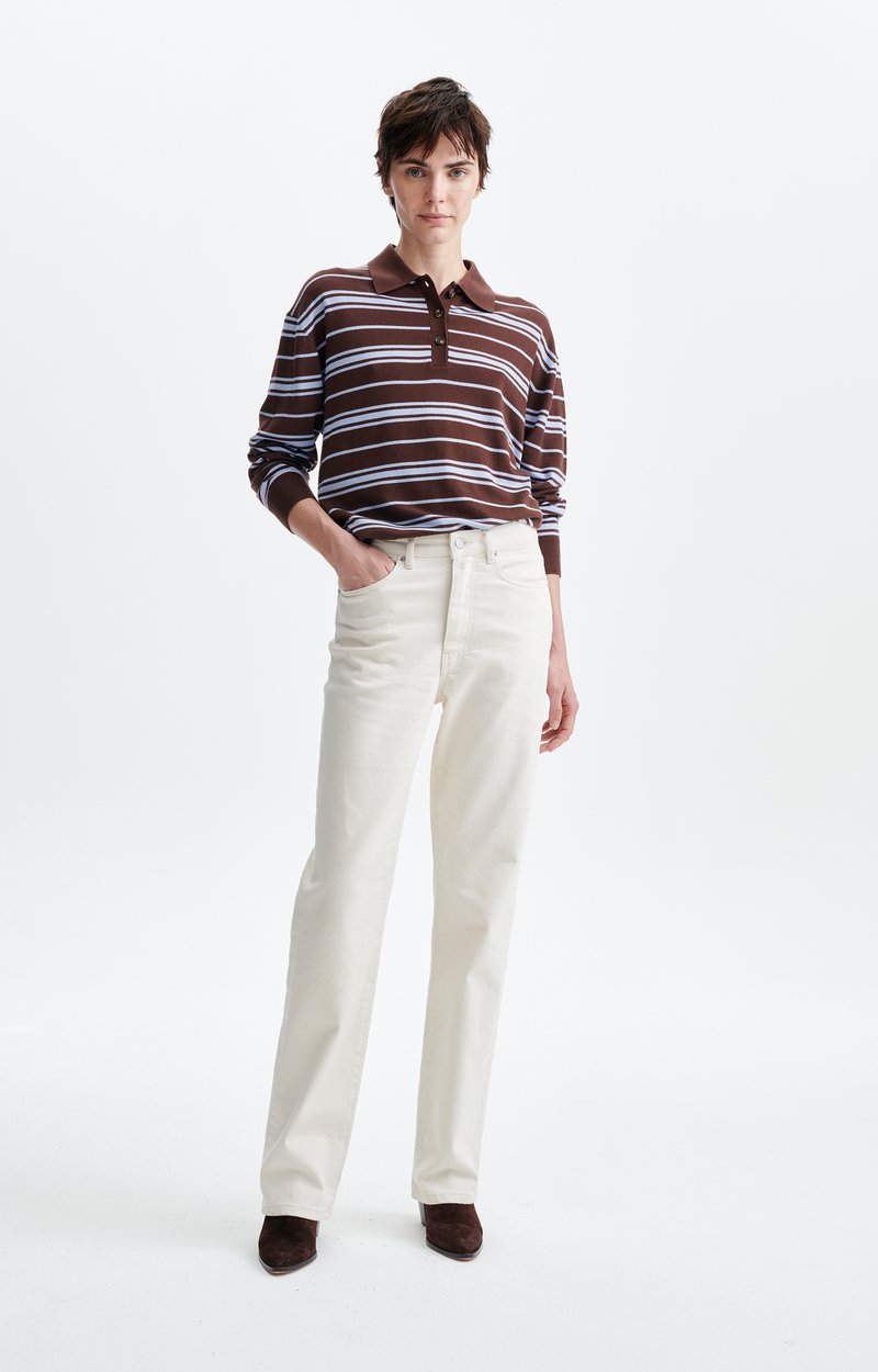 Ryder Straight-Leg Pants, Cotton, straight-leg 5-pocket, high-waisted ecru