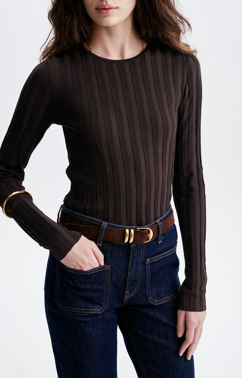Hermann Cable-Knit Top Fine cables, second-skin fit, chocolate BROWN Vanessa Bruno