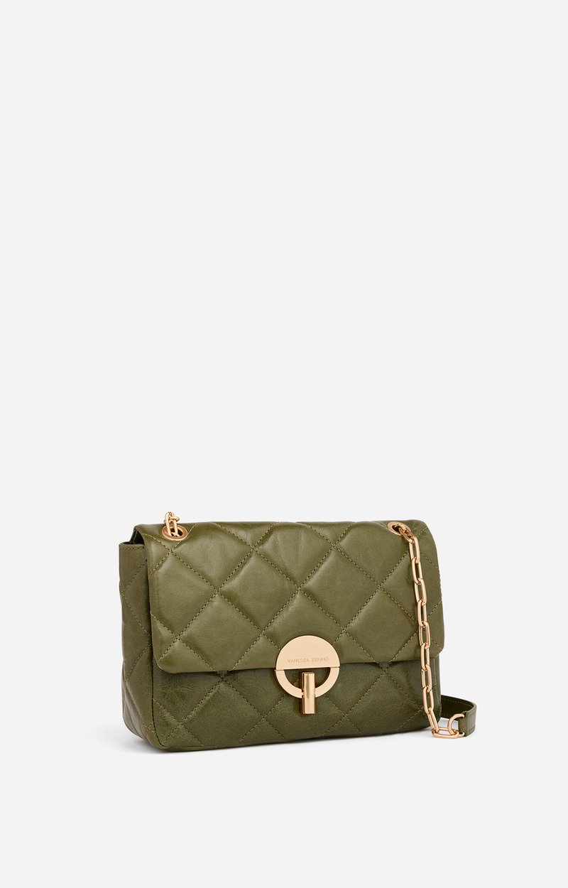 Large Cracked Leather Moon Bag Quilted crackled leather, made in Italy Wise Vanessa Bruno