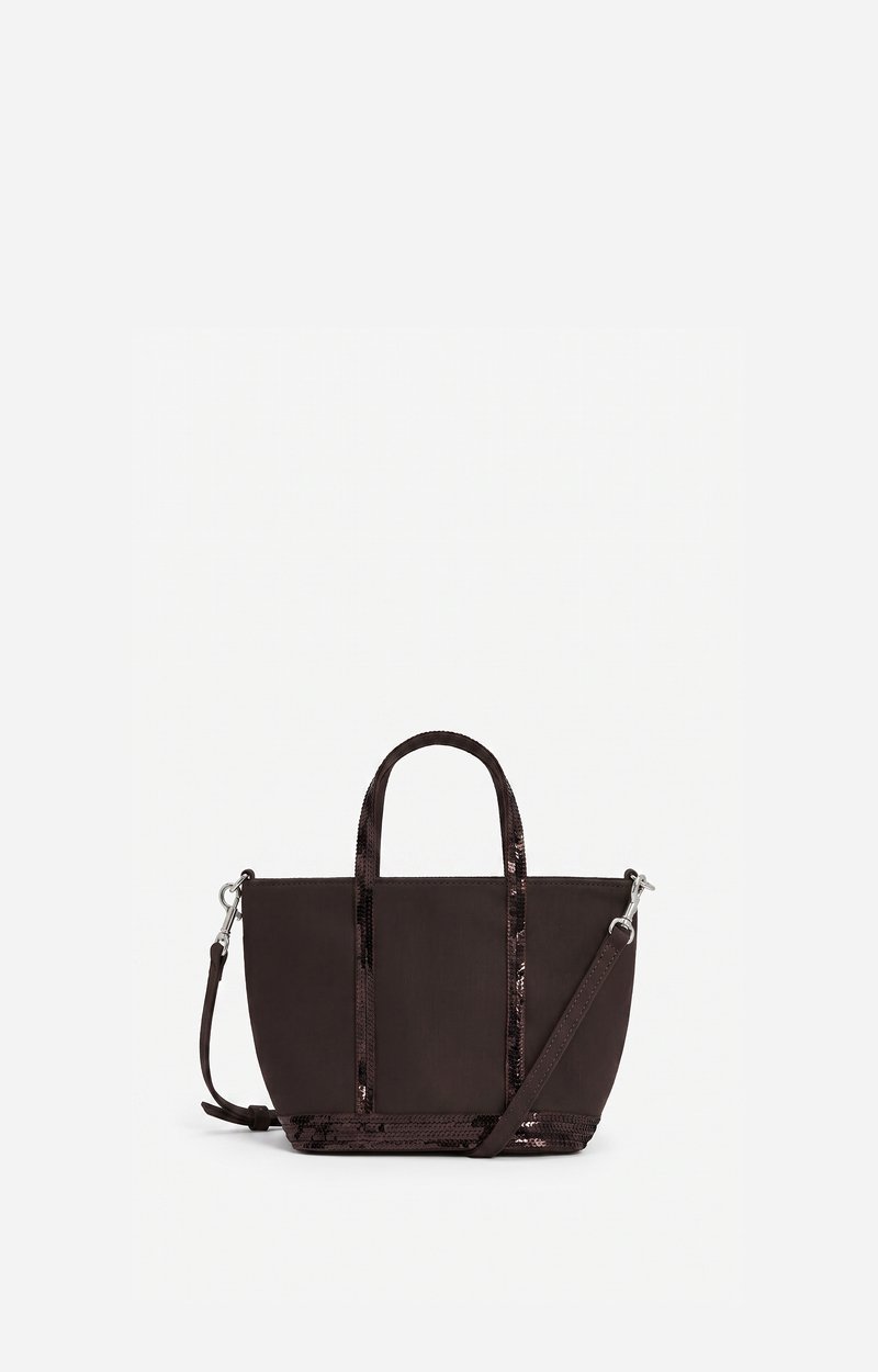 Canvas XS Zipped Cabas Tote In canvas & sequins COFFEE Vanessa Bruno