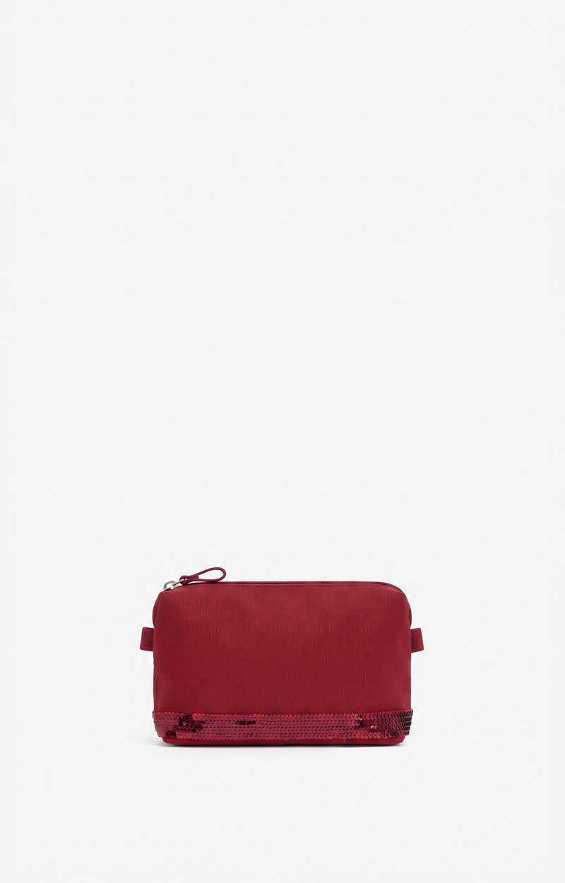 Canvas Small Zipped Clutch, Pouch in canvas & sequins