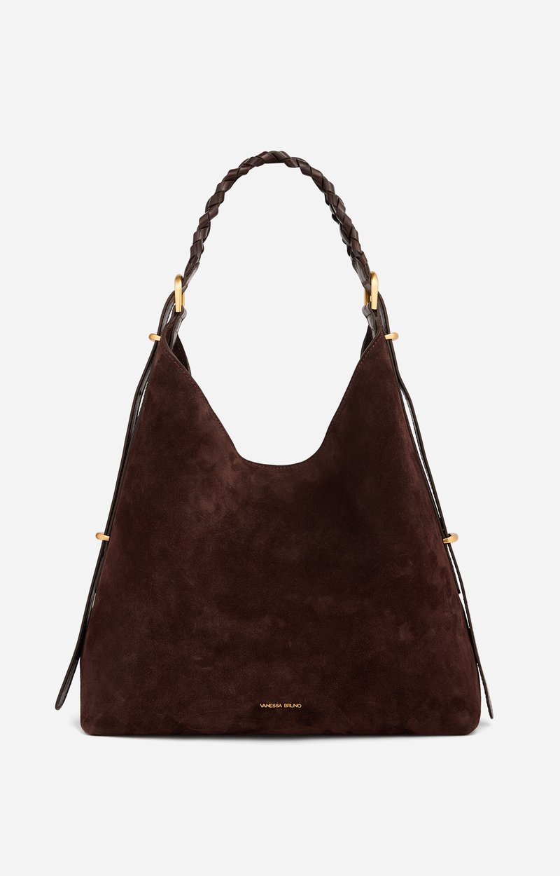 Large Leather Jess Hobo Bag Cowhide leather, made in Italy CHOCOLATE Vanessa Bruno