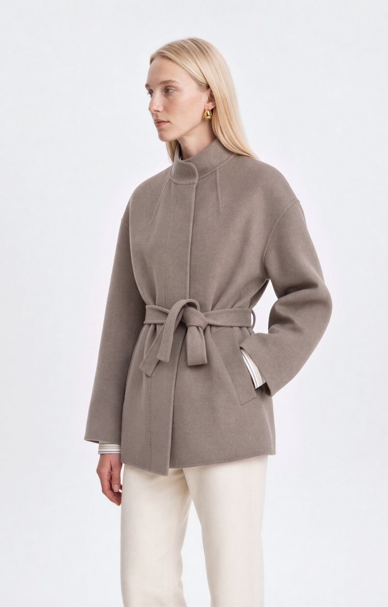 Hara Coat Belted jacket in double-face wool Mole Vanessa Bruno