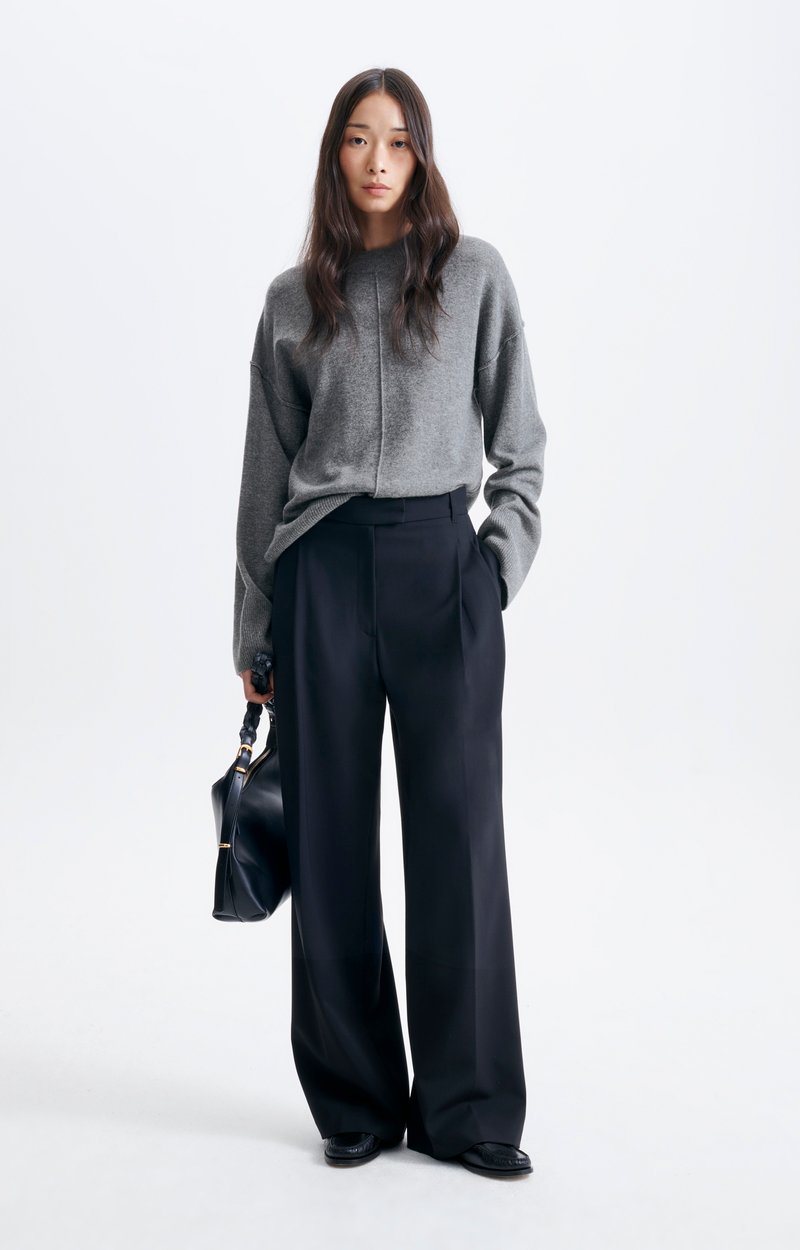 Hatis Sweater Round-neck sweater, centre-front seam Tweed grey Vanessa Bruno