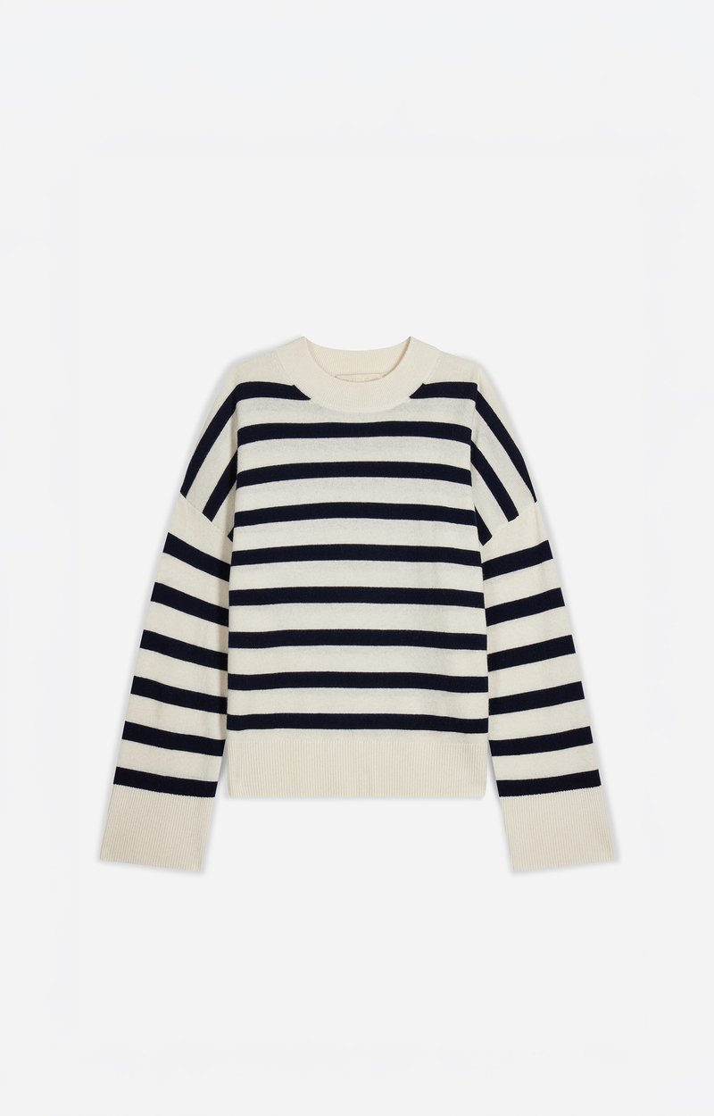 Haris Sweater, Striped round-neck merino wool sweater
