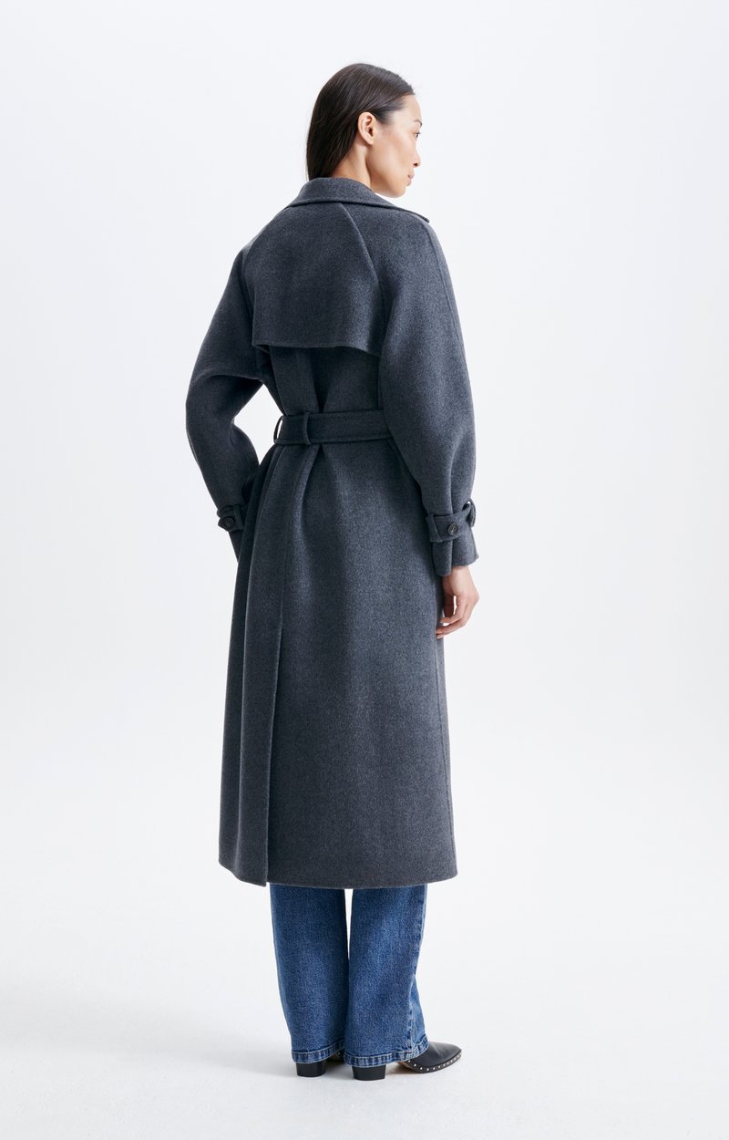 Faro Coat Long wrap coat in wool HEATHER ANTHRACITE Vanessa Bruno