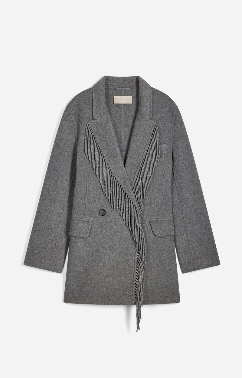 Helenka Jacket Fringed blazer in double-face wool, heather grey Tweed grey Vanessa Bruno
