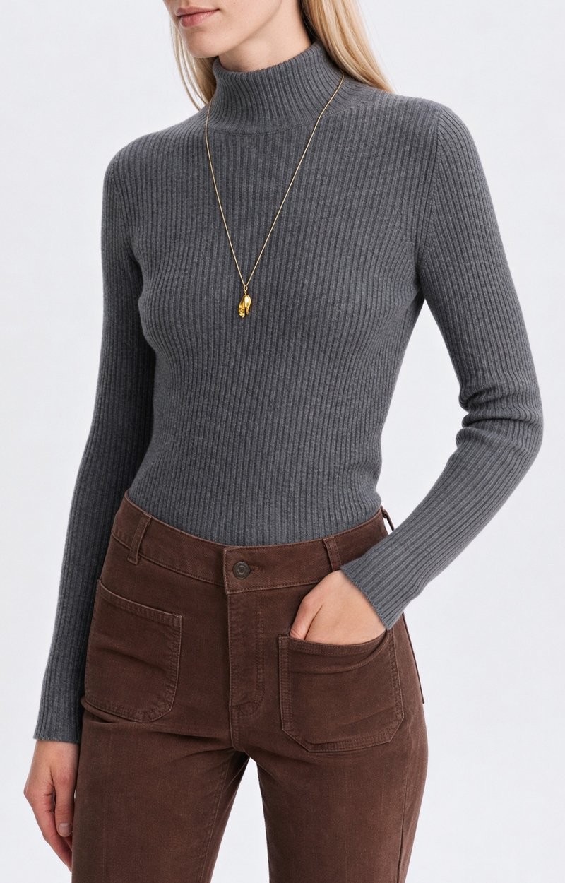 Hinda Sweater High-neck ribbed-knit sweater Tweed grey Vanessa Bruno