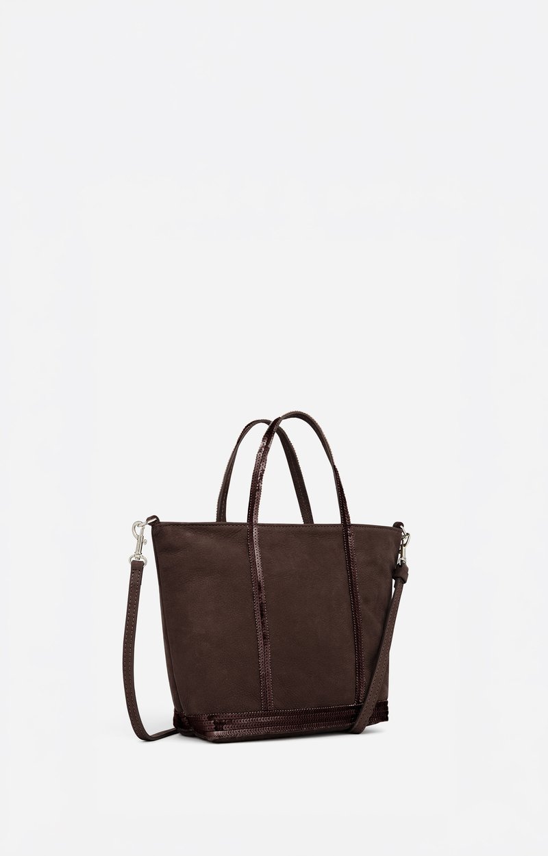 Nubuck Leather S Zipped Cabas Tote In leather, sequin trims CHOCOLATE Vanessa Bruno