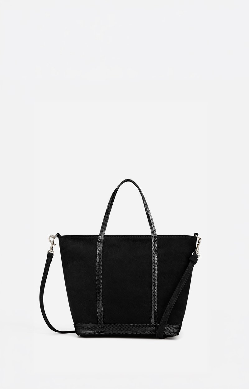 Nubuck Leather S Zipped Cabas Tote, In leather, sequin trims