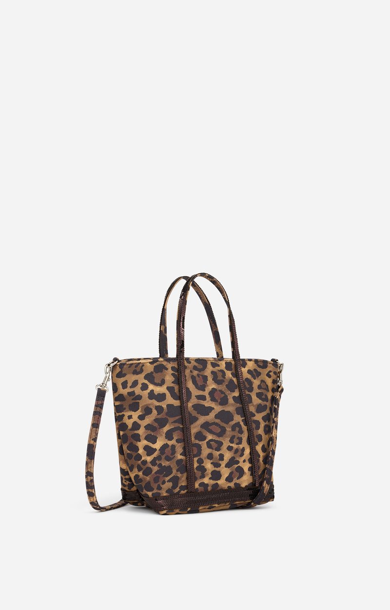 Leopard S Zipped Cabas Tote Leopard-print canvas, removable strap Fawn Vanessa Bruno
