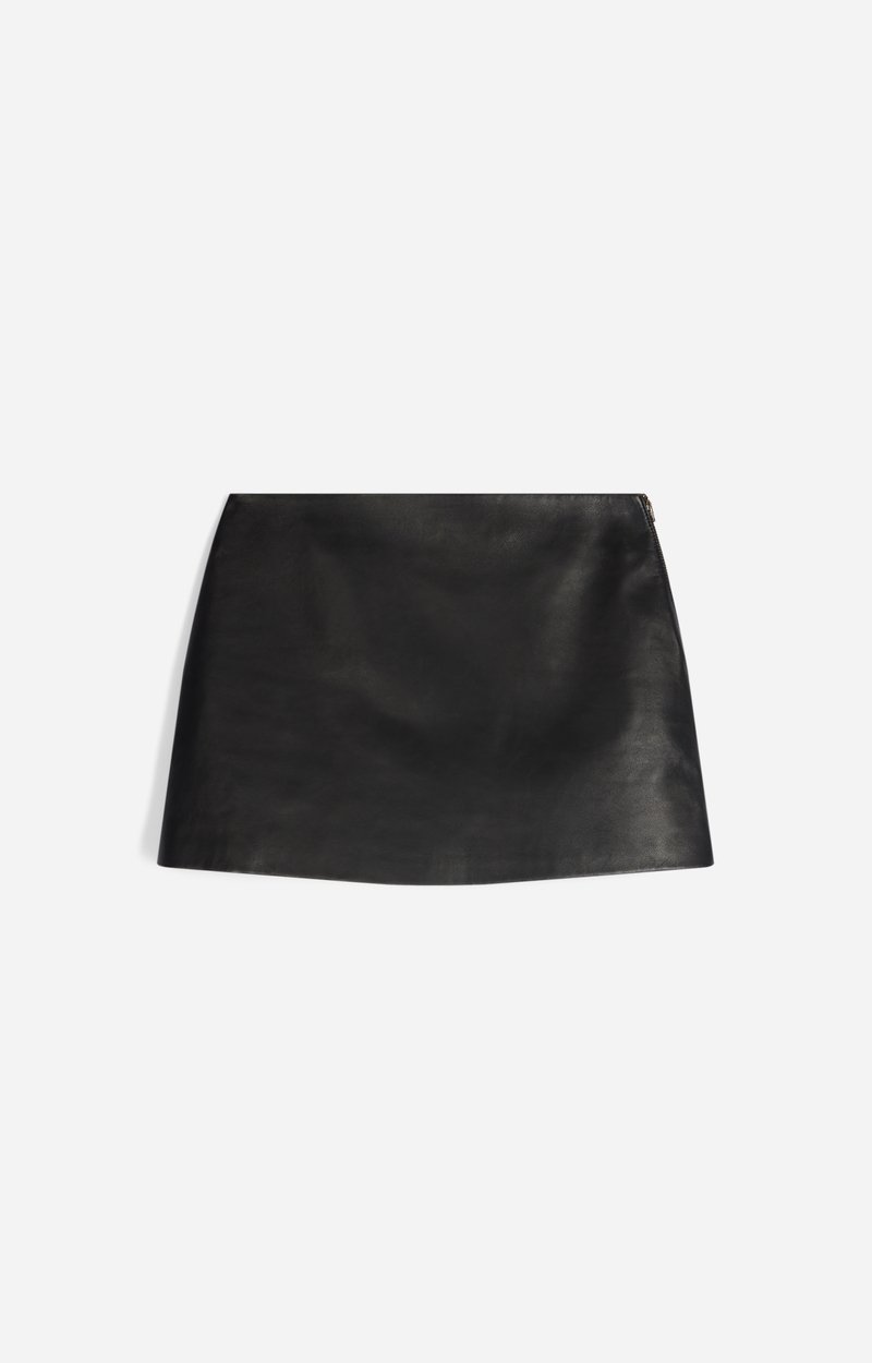 Tolmia Skirt, Lambskin mini skirt, gold zip