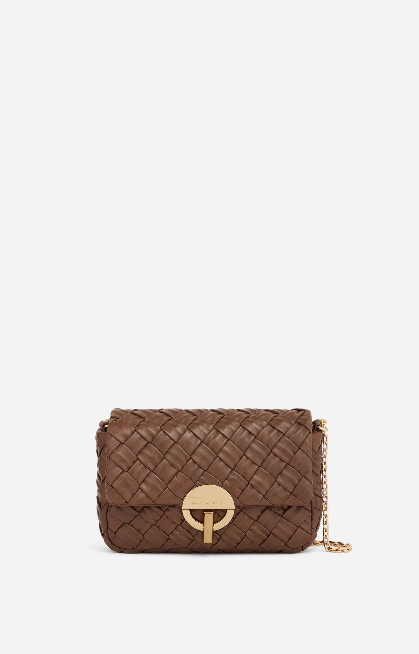 Medium Braided Leather Moon Bag, Braided lambskin bag, chain strap