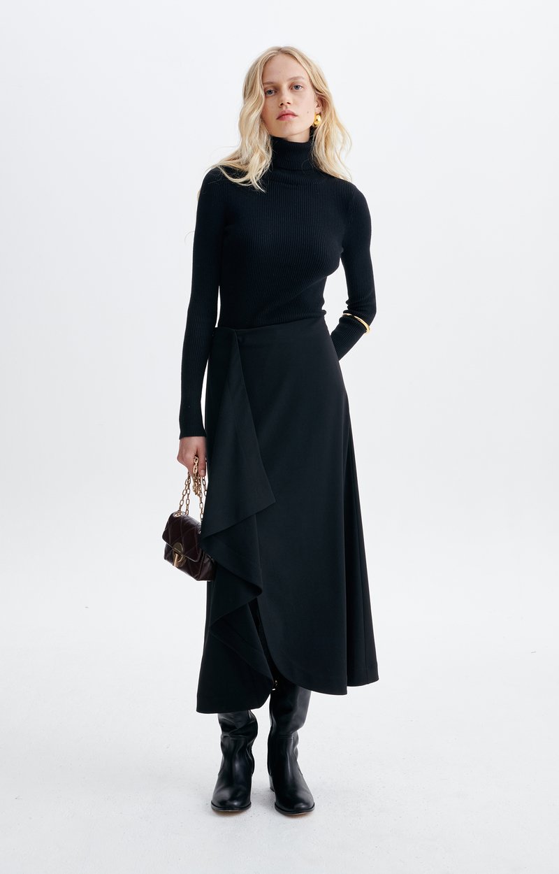 Hemera Skirt Draped cr&ecirc;pe maxi skirt Black Vanessa Bruno