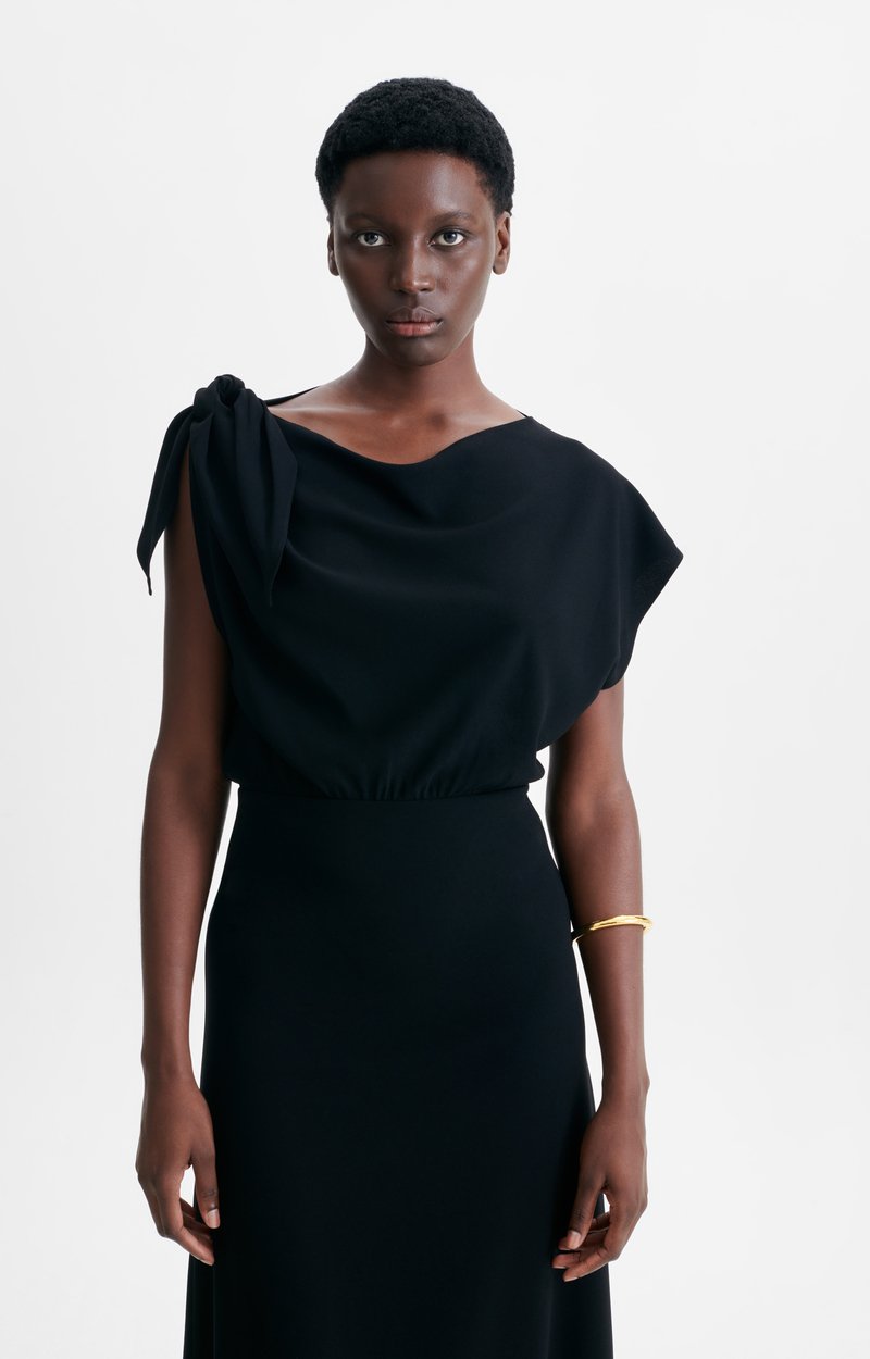 Hanelia Dress Long crepe dress, shoulder knot Black Vanessa Bruno