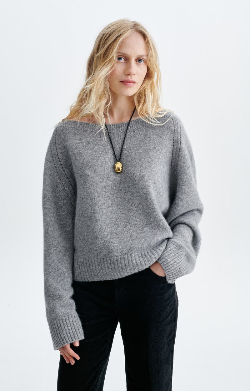 Hestia Sweater Cashmere boat-neck jumper Tweed grey Vanessa Bruno