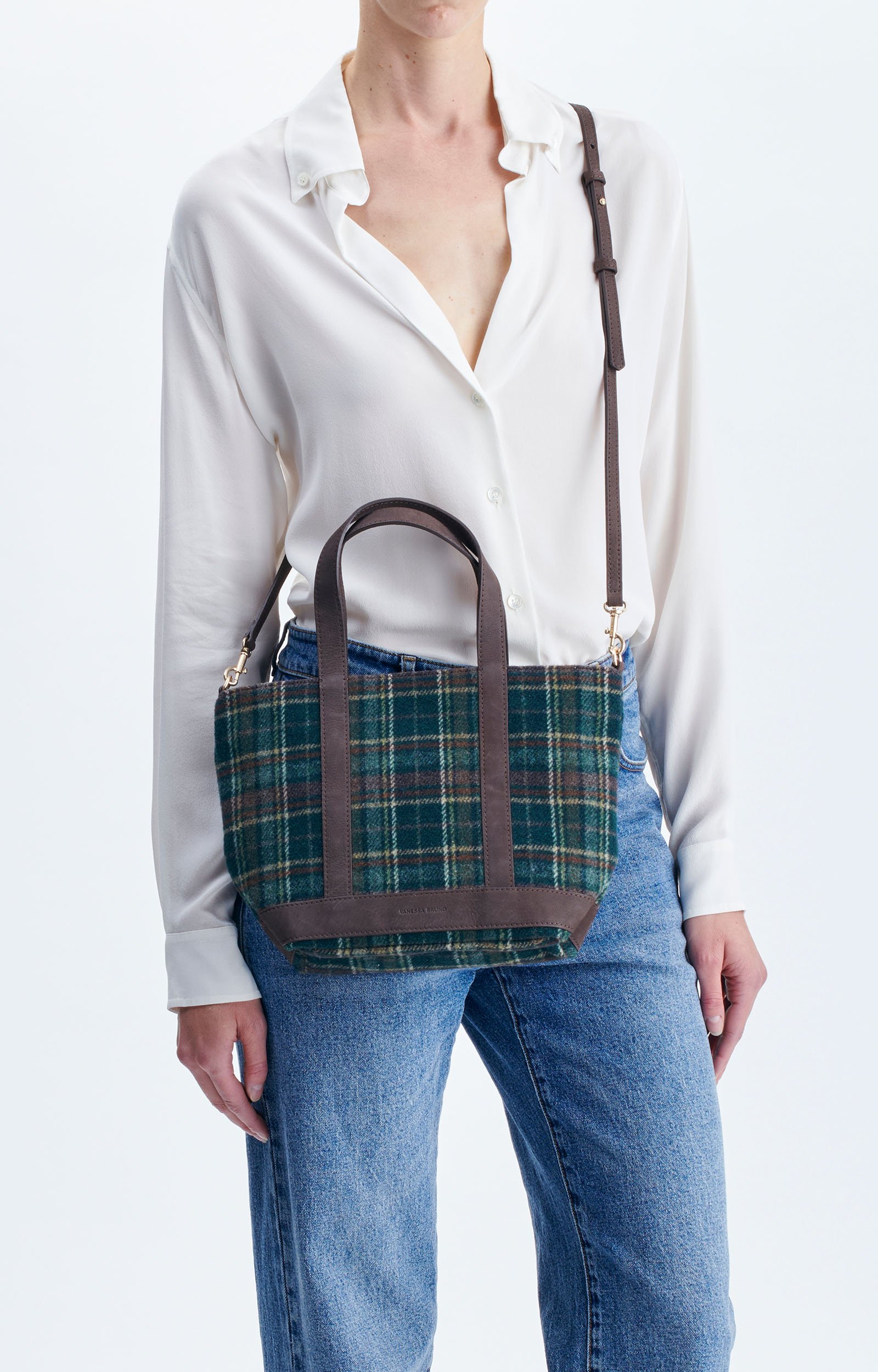 Tartan S Zipped Cabas Tote Cabas in tartan fabric, removable strap Green Vanessa Bruno