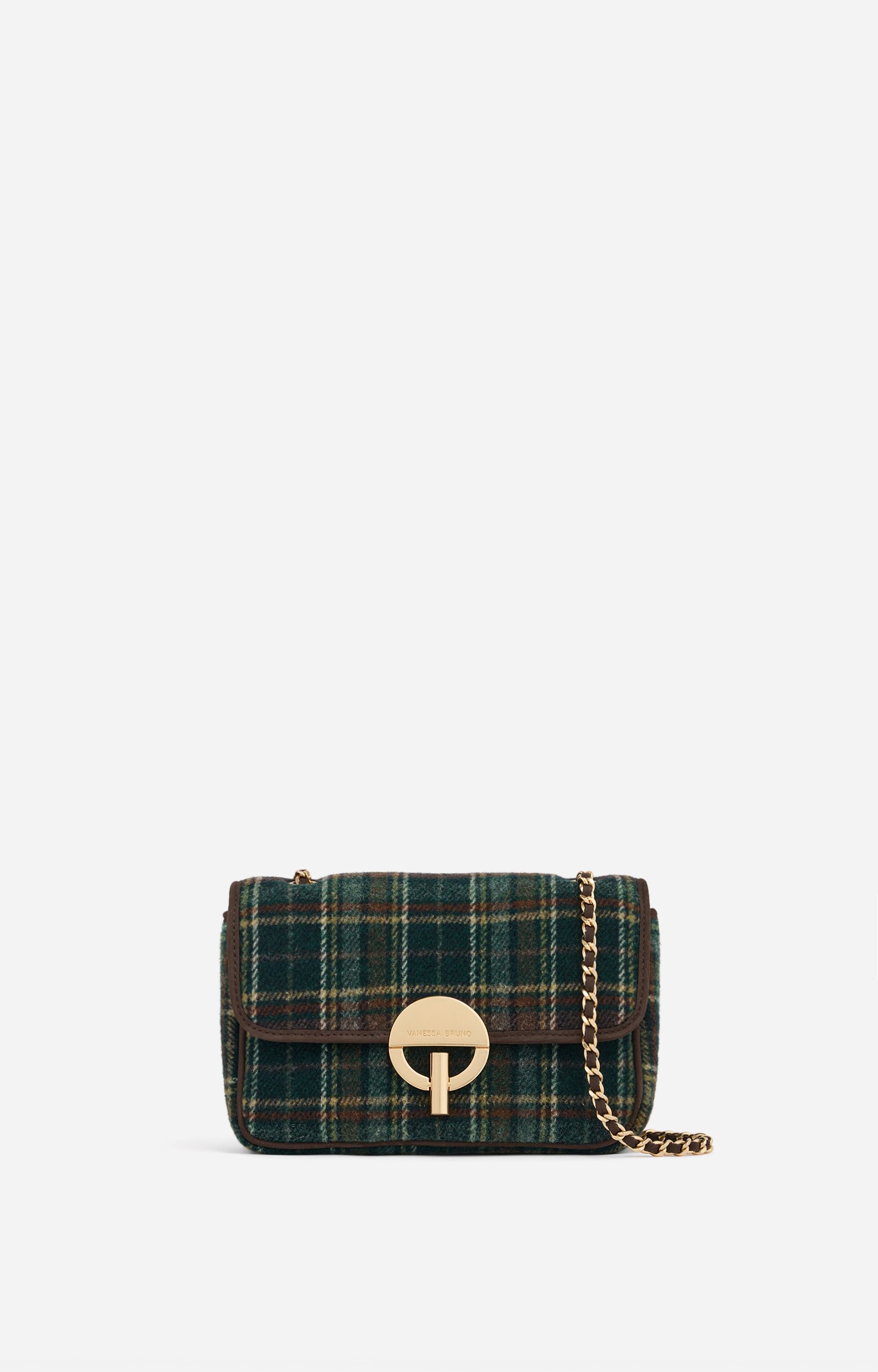 Medium Tartan Moon Bag Moon bag in tartan fabric, leather trims Green Vanessa Bruno