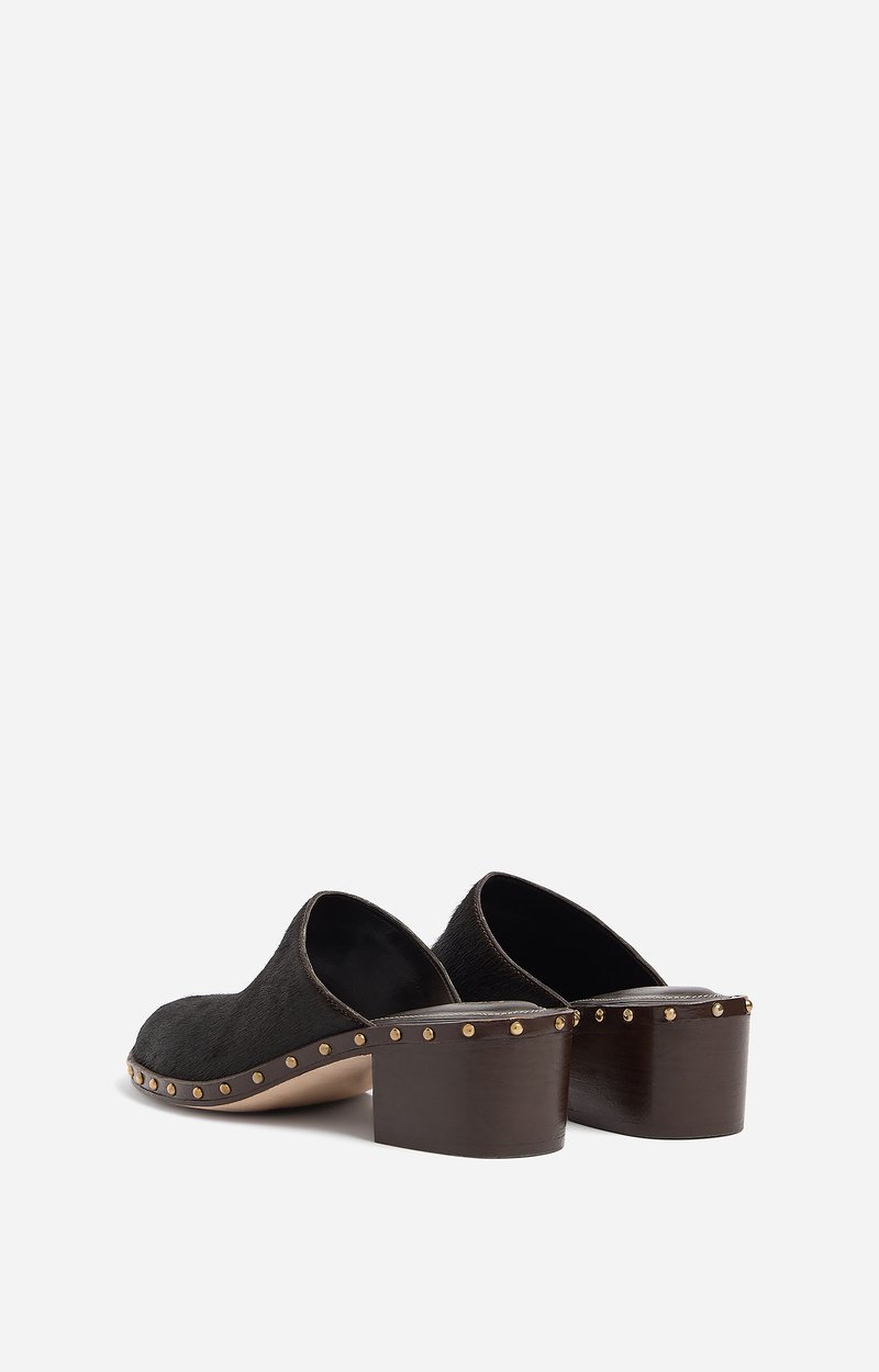 Heeled Clogs 45mm Pony-effect clogs, 45mm wooden heel Ebony Vanessa Bruno