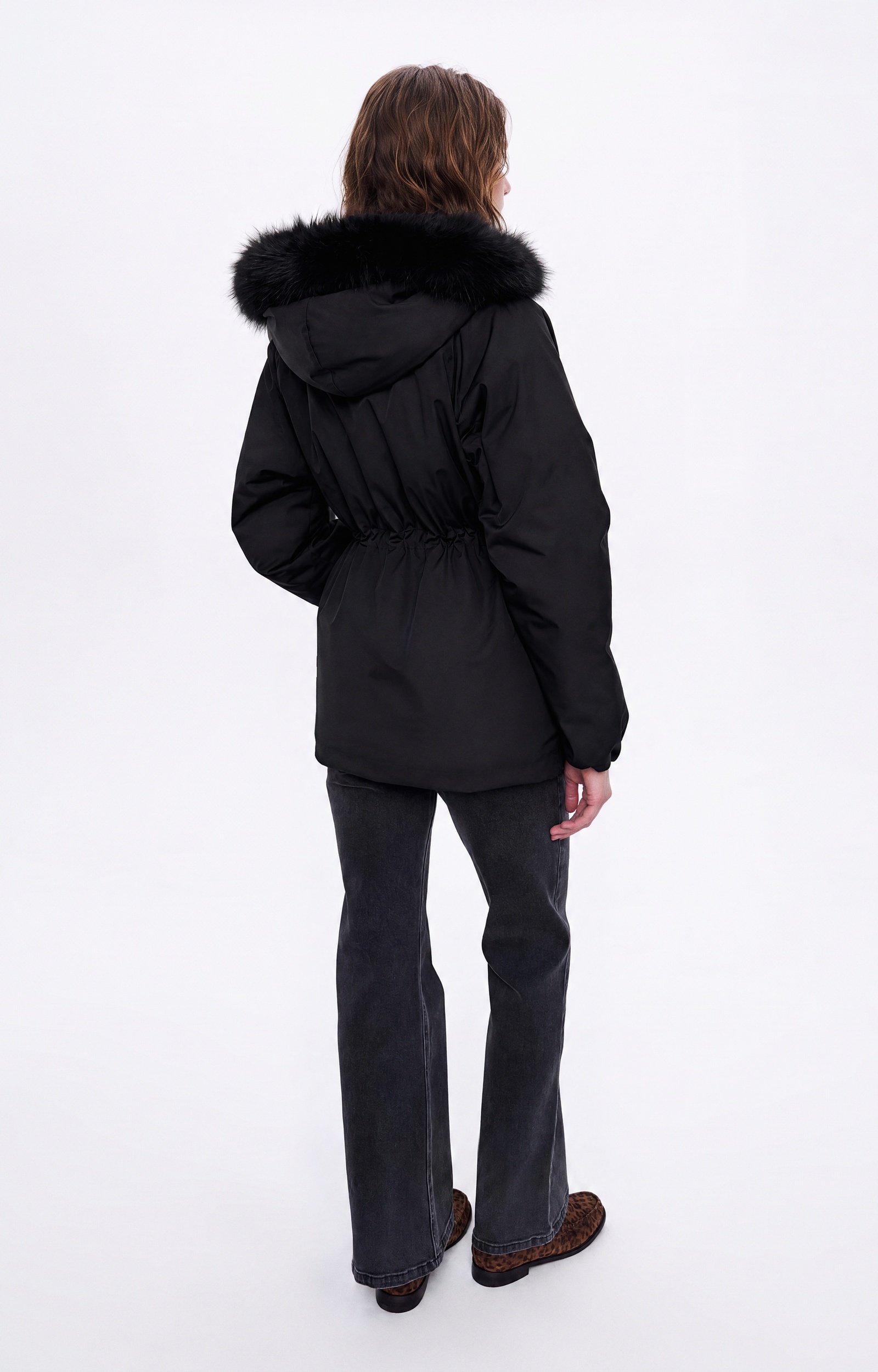 Jansk Padded Jacket Hooded padded jacket, faux fur trim Black Vanessa Bruno