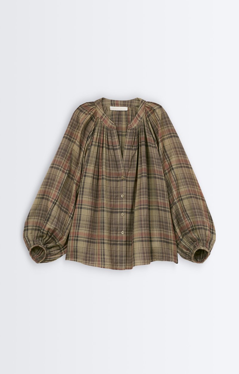 Edme Blouse Cotton check blouse KHAKI Vanessa Bruno