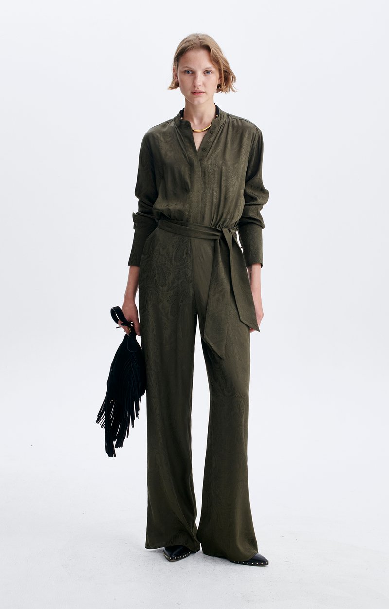 Hys&eacute; Jumpsuit Jacquard jumpsuit, band collar KHAKI Vanessa Bruno