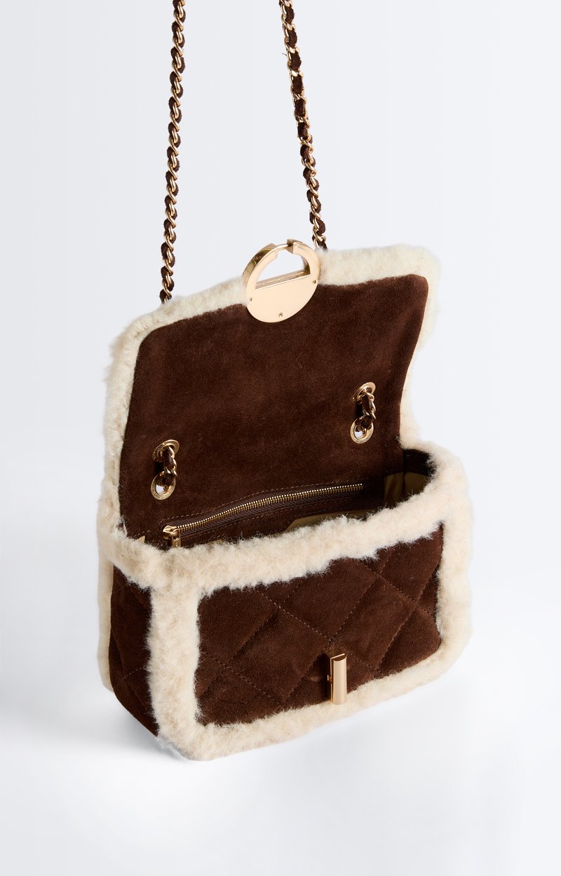 Medium Shearling Leather Moon Bag Suede and shearling Moon bag Classic Brown Vanessa Bruno