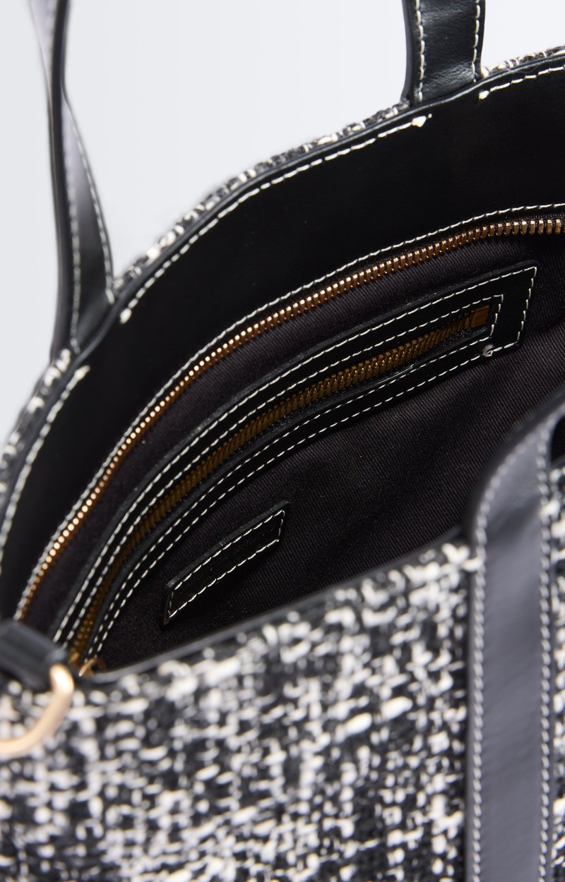Tweed S Cabas Tote Tweed cabas, removable strap Black / White Vanessa Bruno