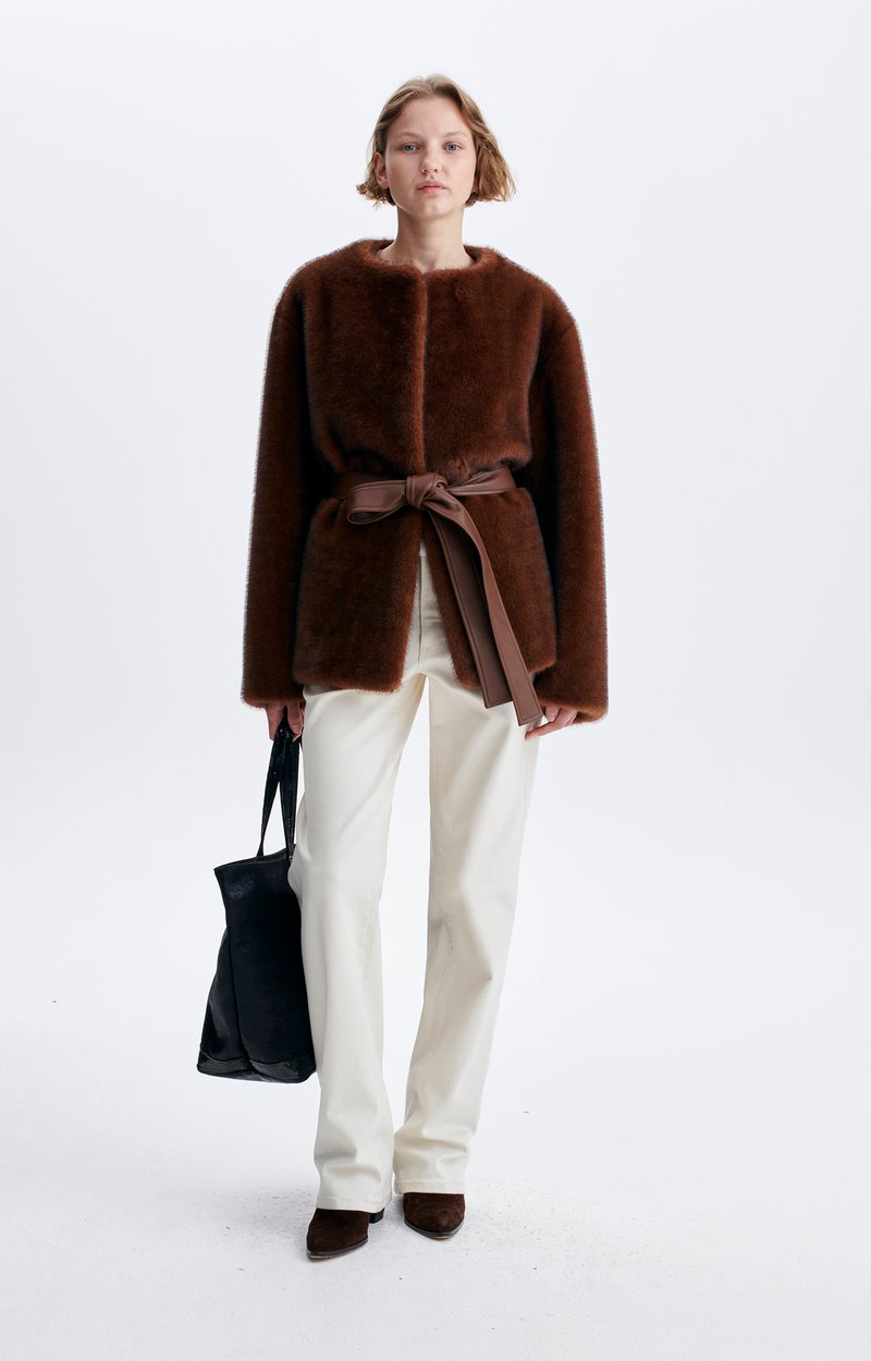 Fabu Jacket Short belted faux-fur jacket Ginger Vanessa Bruno