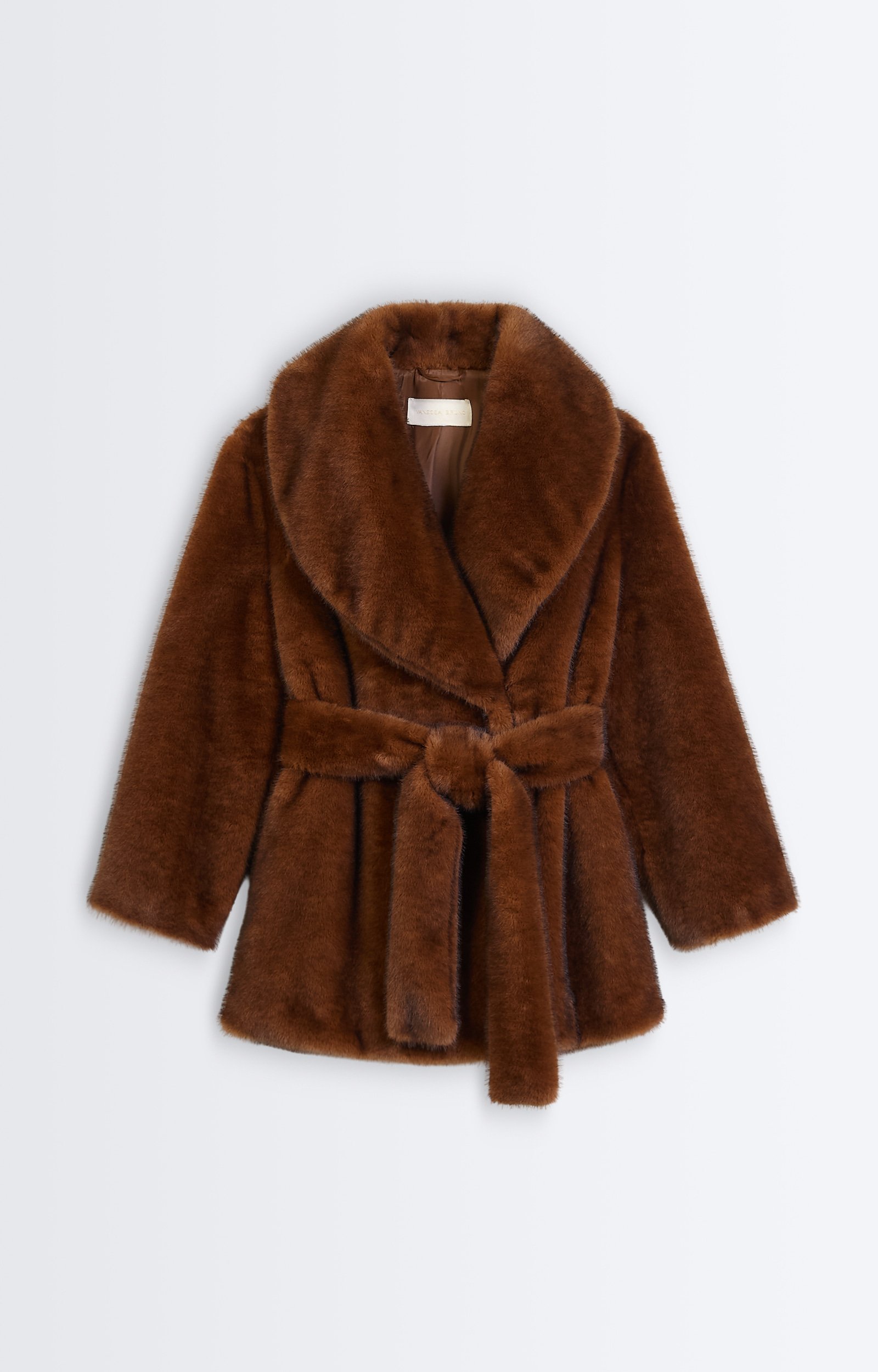 Gracie Coat Belted faux fur coat, shawl collar Ginger Vanessa Bruno