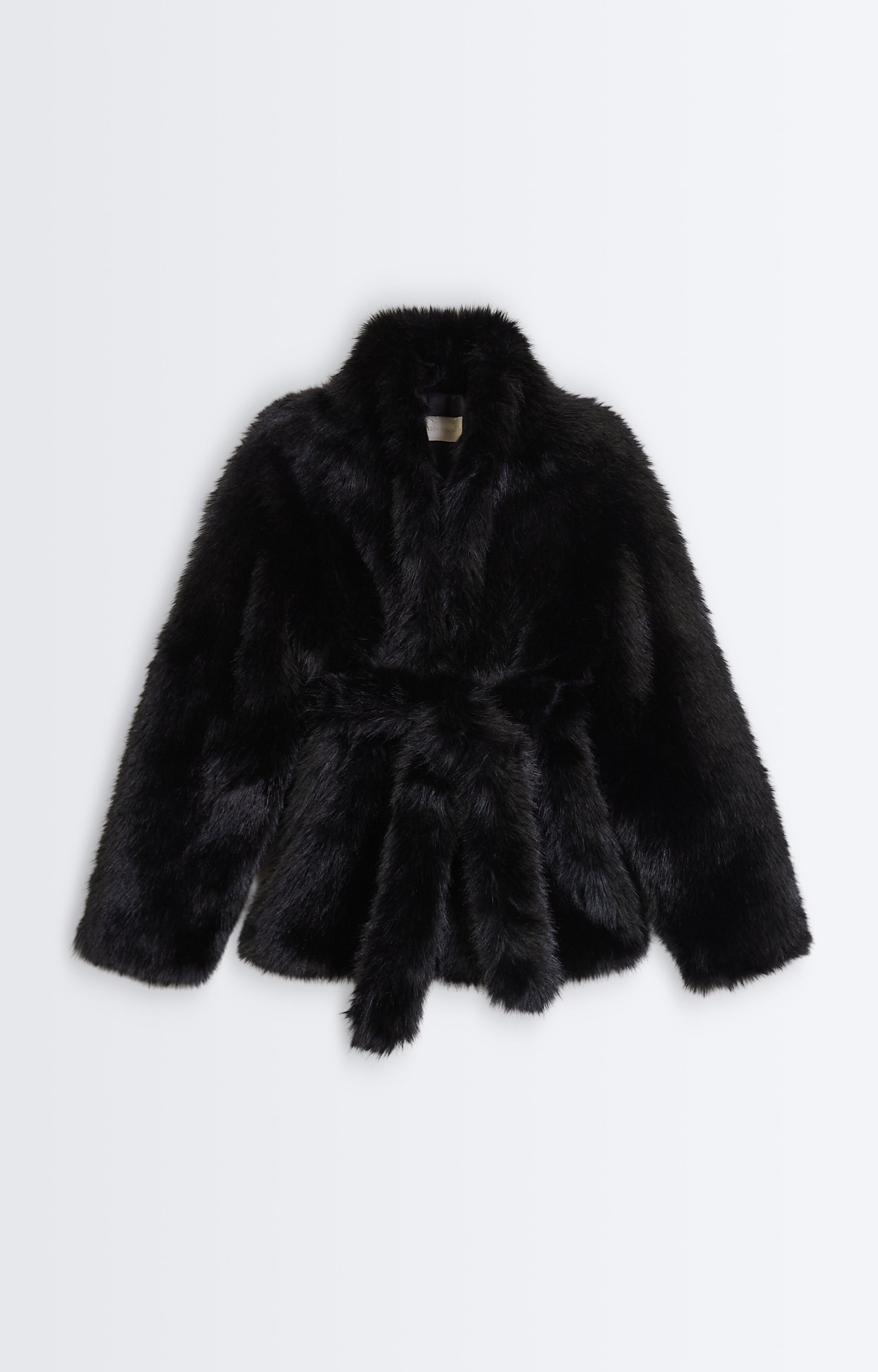 Grey Jacket, Short fitted faux-fur jacket