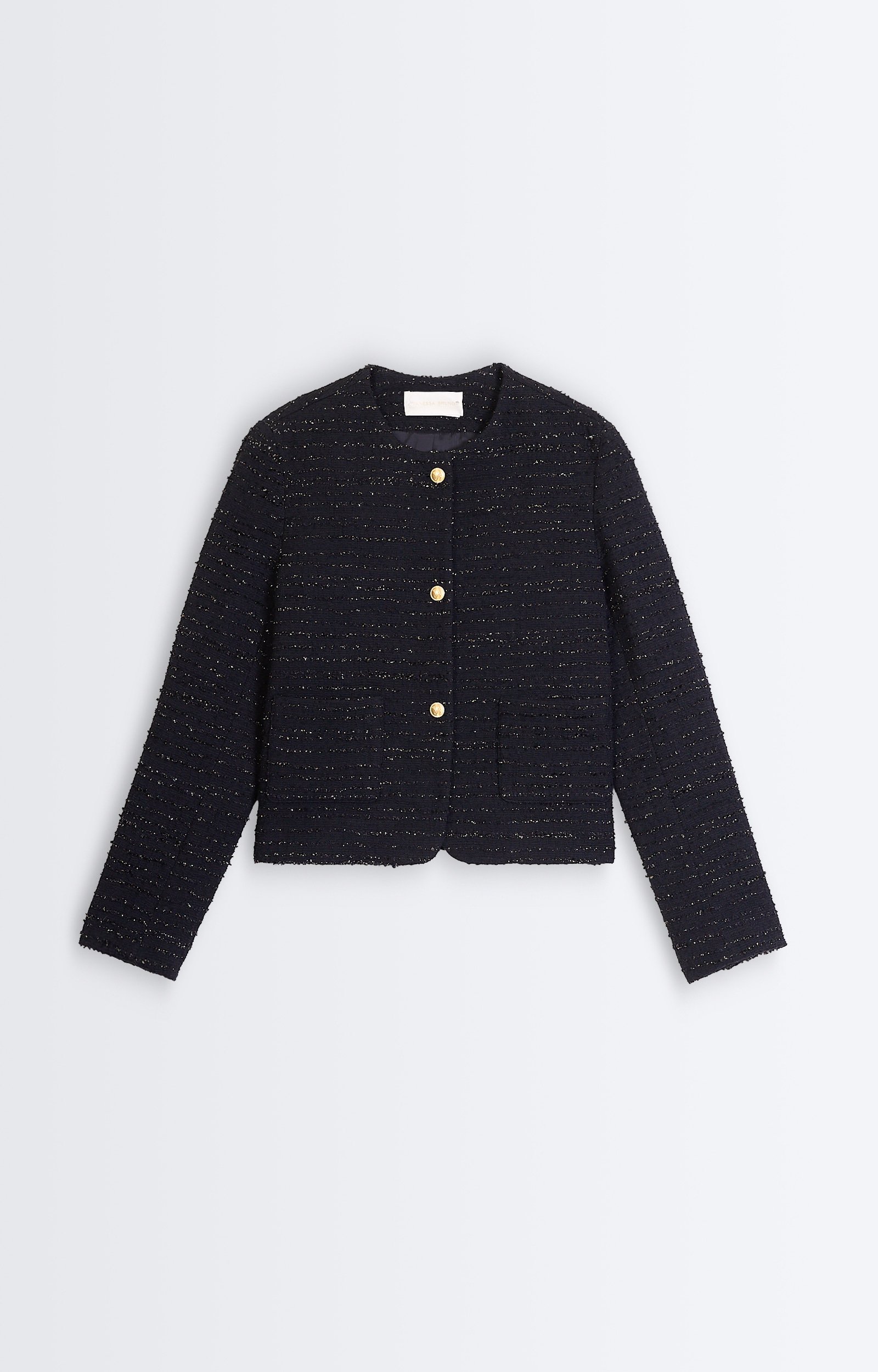 Hermia Jacket Short collarless tweed-lurex jacket Black Vanessa Bruno