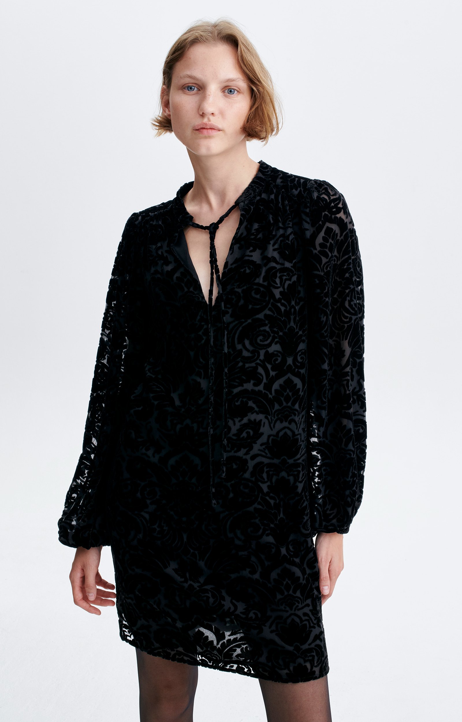 Hina Dress, Short burnout velvet dress