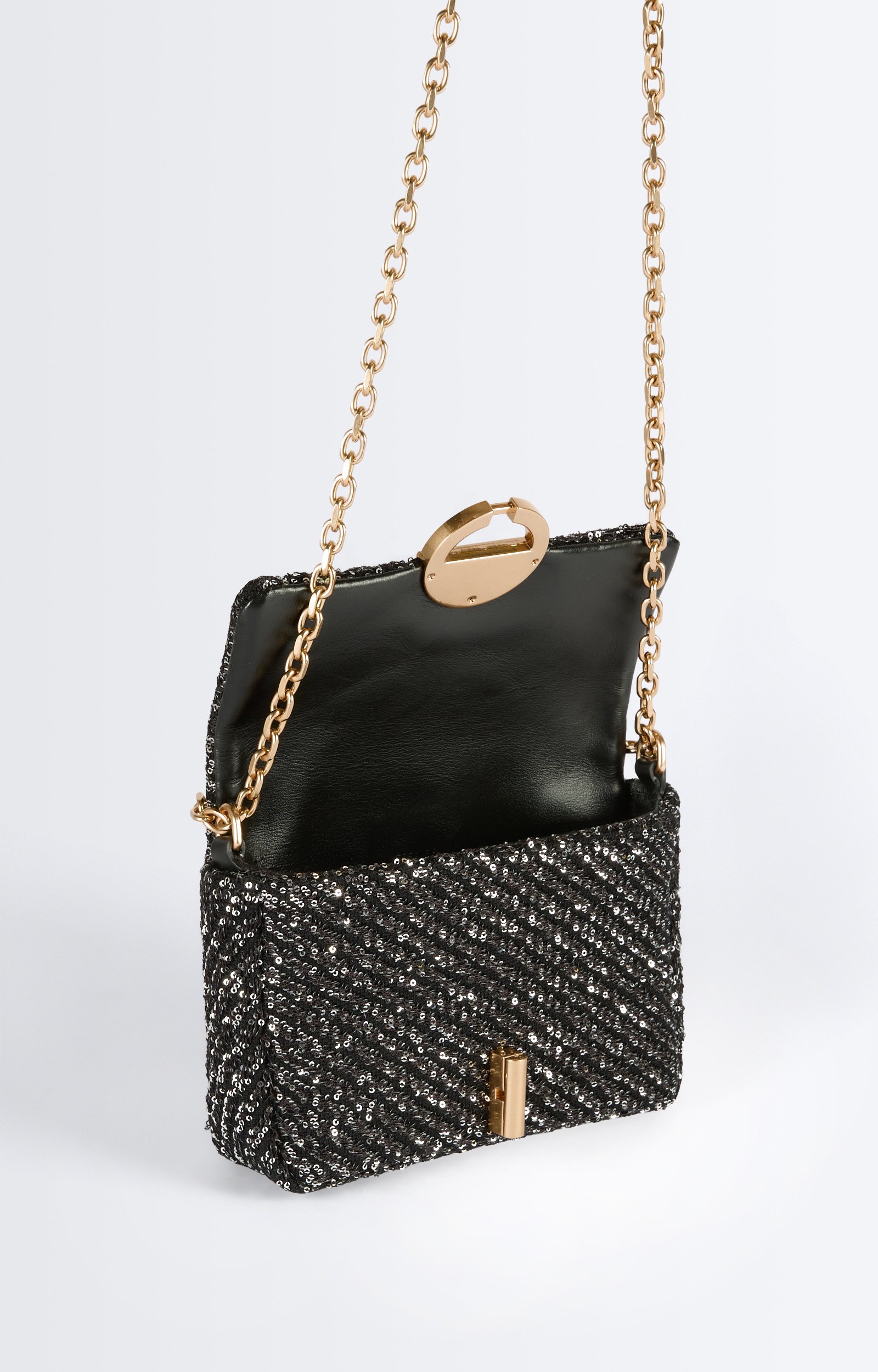 Small Sequin Moon Bag Sequin Moon bag, gold chain Black Vanessa Bruno